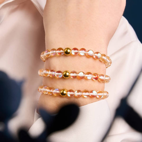 Champagne Supernova | Or | Bracelet de perles en macramé de verre Galaxy
